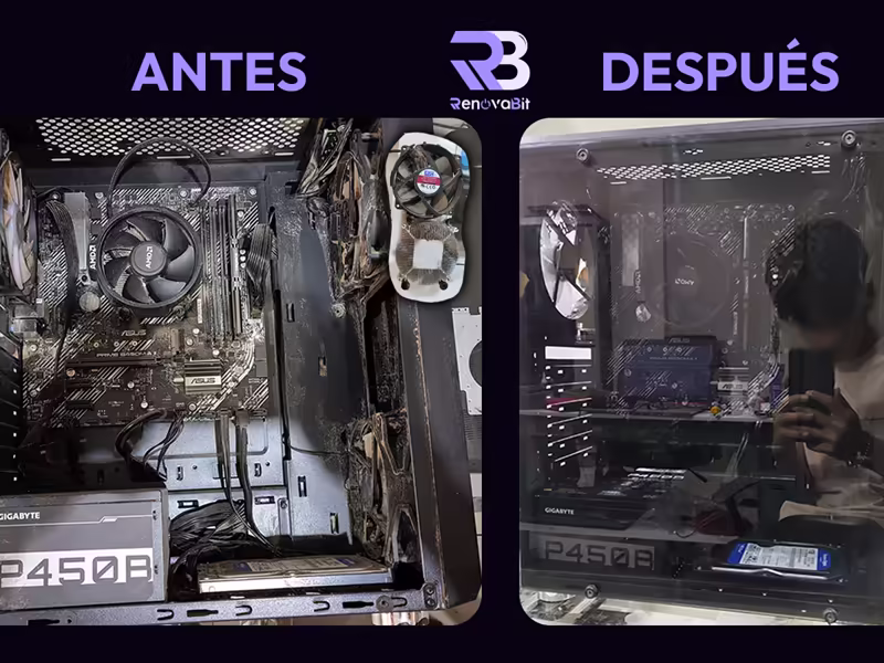 Antes y después de un mantenimiento RenovaBit: PC de escritorio restaurada y limpia